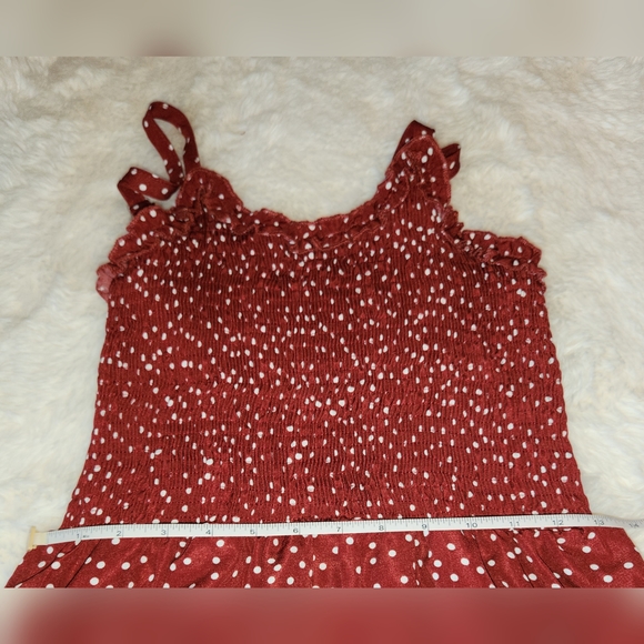 Red polka dot summer dress with pockets - Picture 4 of 5